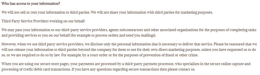 Earthbound Privacy Policy: Who has access to your information clause