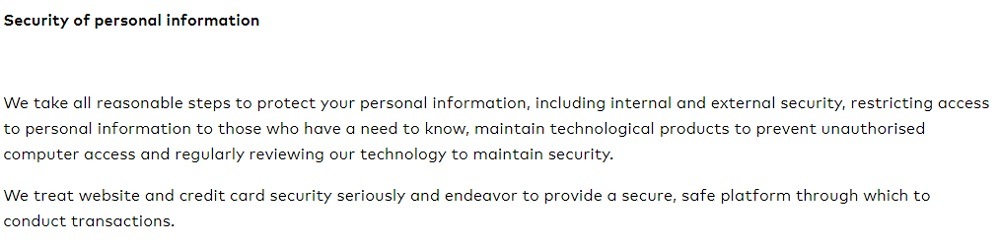 Friend of Franki Privacy Policy: Security of Personal Information clause