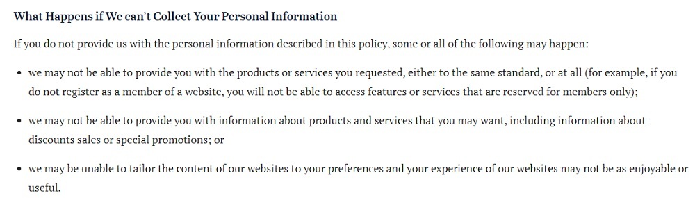 Sydney Morning Herald Privacy Policy: What Happens if We can't Collect Your Personal Information clause