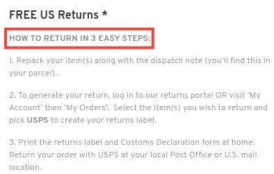 Topshop Returns: How to Return steps