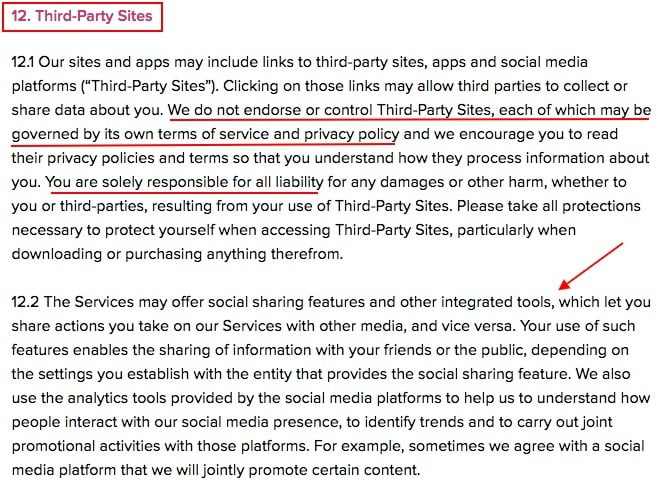 BuzzFeed Privacy Policy: Third-Party Sites clause