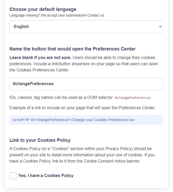 FreePrivacyPolicy: Cookies Consent - Customize your Cookie Consent banner - Step 2
