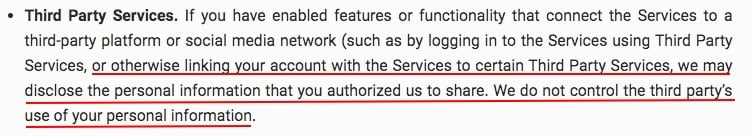 Poshmark Privacy Policy: Our Disclosure of Your Personal Data and Other Information clause - Third Party Services section