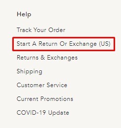 Anthropologie website footer with Return and Exchange Policy link highlighted