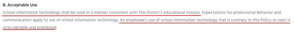 ACSD Employee Acceptable Use Policy: Acceptable Use clause