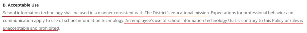 ACSD Employee Acceptable Use Policy: Acceptable Use clause