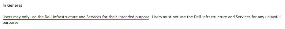 Dell Acceptable Use Policy: General clause