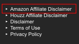 Home Stratosphere website footer with Amazon Affiliate Disclaimer link highlighted