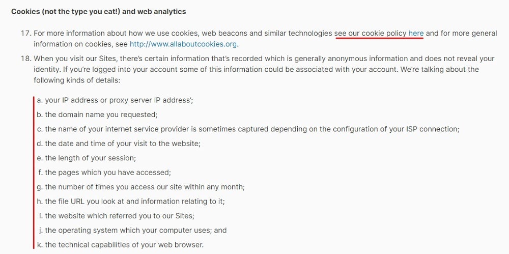 Envato Privacy Policy: Cookies clause