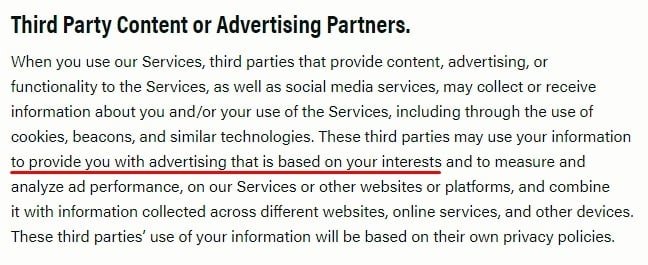 Gear Junkie Privacy Policy: Third Party Content or Advertising Partners