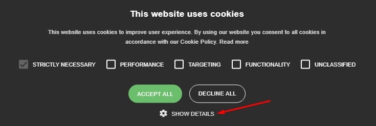 Propertymark Cookie Consent Notice with Details link highlighted