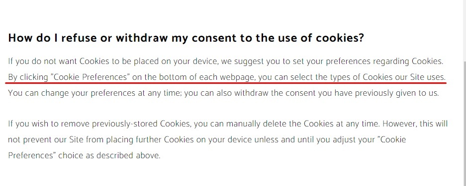 NTT Data Cookie Policy: How do I refuse or withdraw my consent to the use of cookies clause