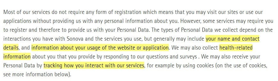 Phonak Data Protection Statement: What data we collect clause