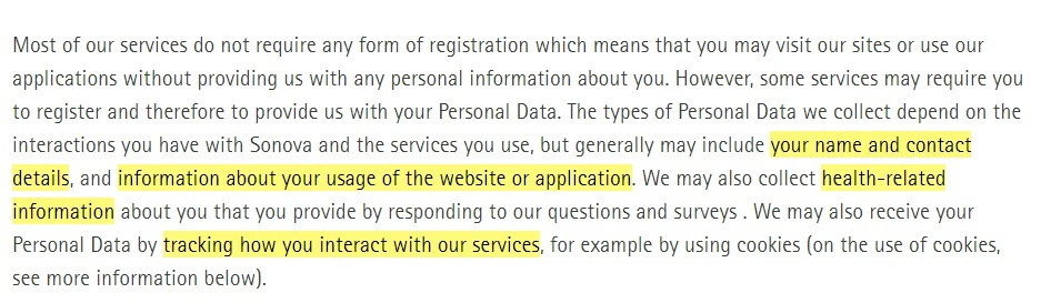 Phonak Data Protection Statement: What data we collect clause