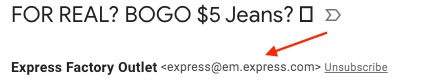 Express email with email address highlighted