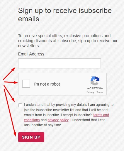 Isubscribe email sign-up form