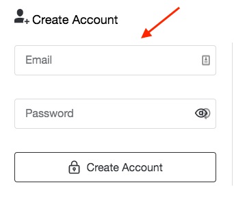 Generic Create Account form with email field highlighted