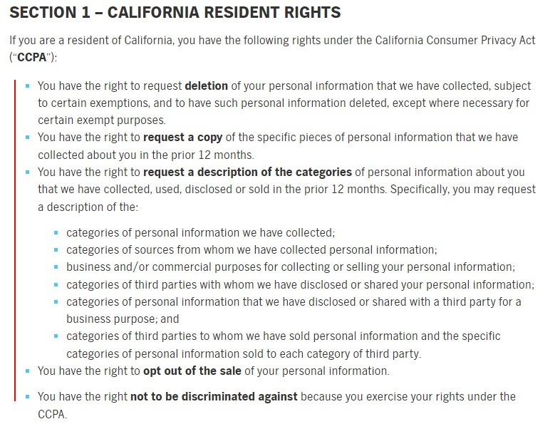 PubMatic CCPA Privacy Policy: California Resident Rights clause