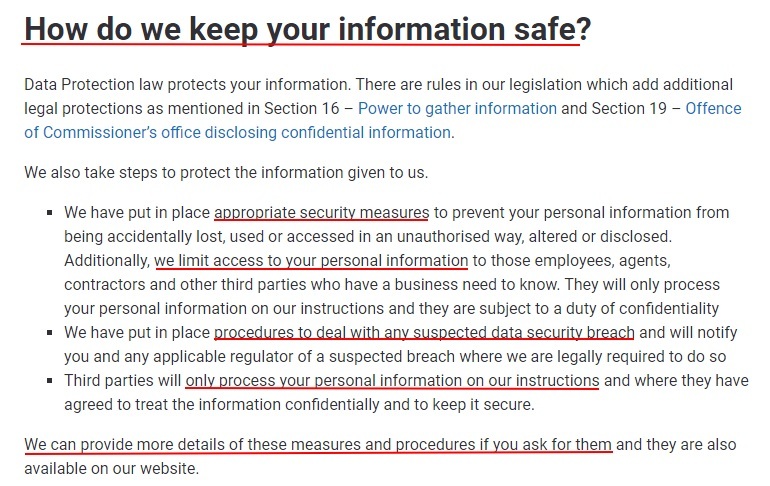 Scottish Biometrics Commissioner Privacy Notice: How do we keep your information safe clause