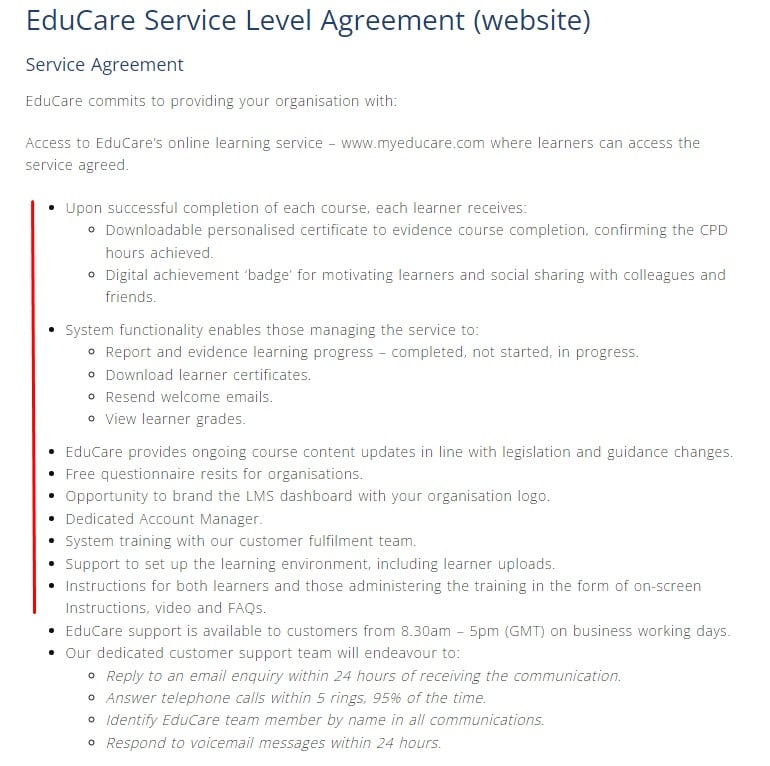 Educare SLA: Instro section with outline of services