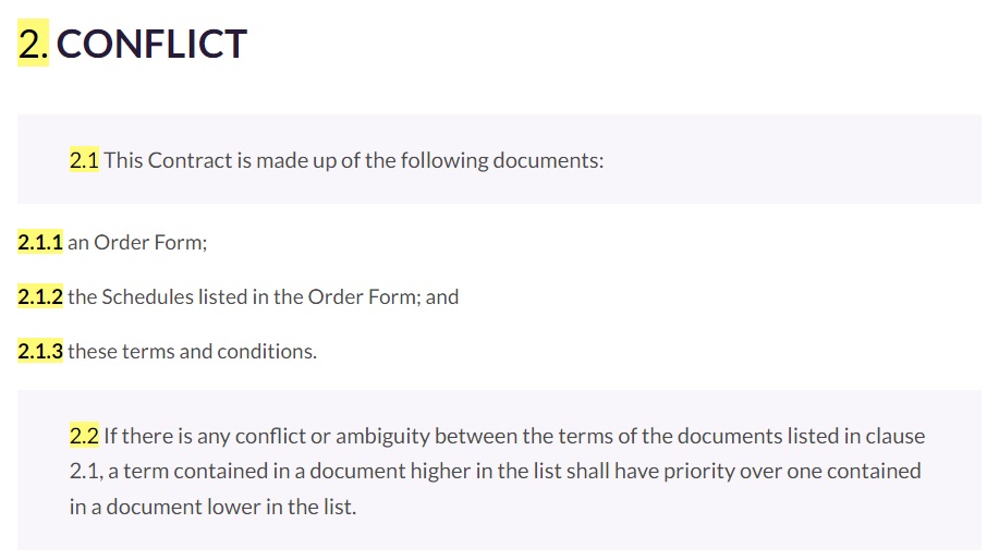 Juniper Terms and Conditions: Conflict clause excerpt