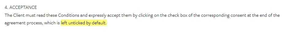 Shop Box Terms and Conditions: Acceptance clause