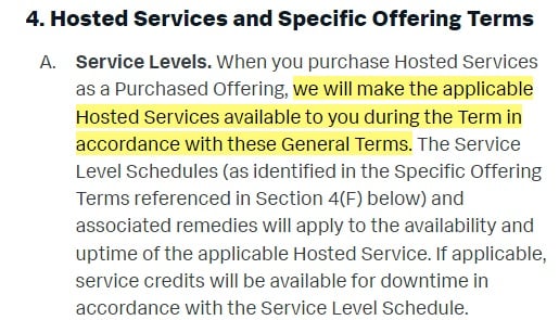 Splunk Terms of Service: Hosted Services and Specific Offering Terms clause