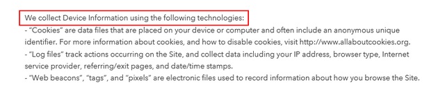 Zach King Privacy Policy: How we collect information clause excerpt