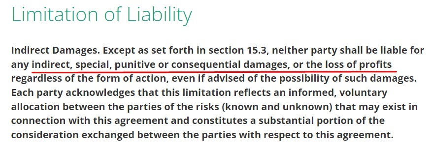 AwareX Terms and Conditions: Limitation of Liability clause