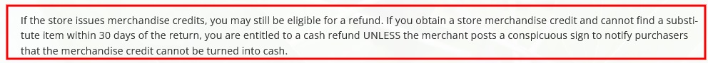 Hawaii Department of Commerce Consumer Affairs - Refunds and Exchanges excerpt