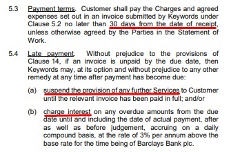 Keywords Studios Terms and Conditions: Payment Terms clauses