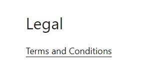 WordPress site generic Terms and Conditions link in Legal menu