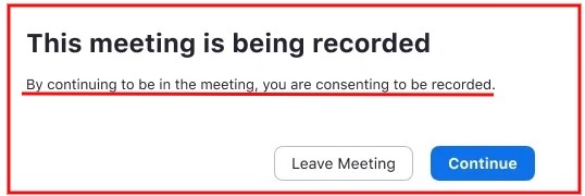 Generic meeting recording disclaimer