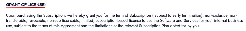 Cloudlytics SaaS Agreement: Grant of License clause