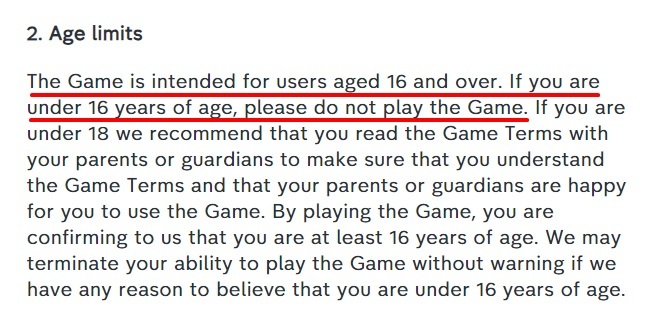Channel 4 Terms and Conditions: Age Limits clause