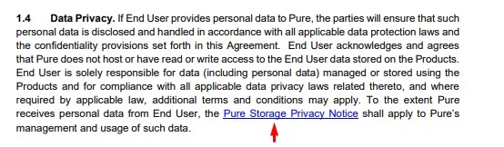 Pure EULA: Data Privacy clause