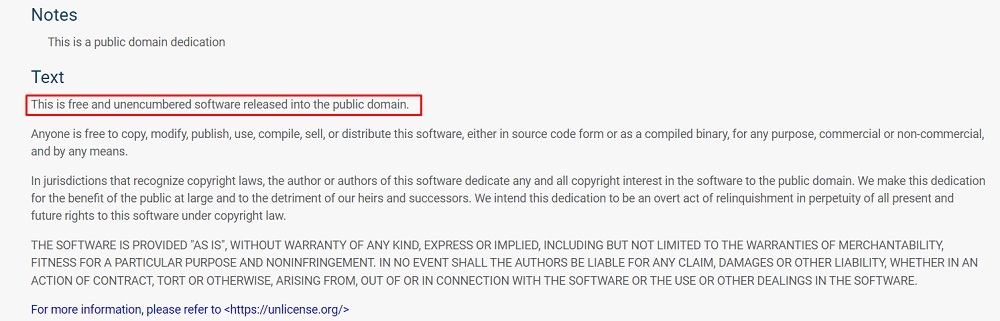 Unilicense Public Domain section