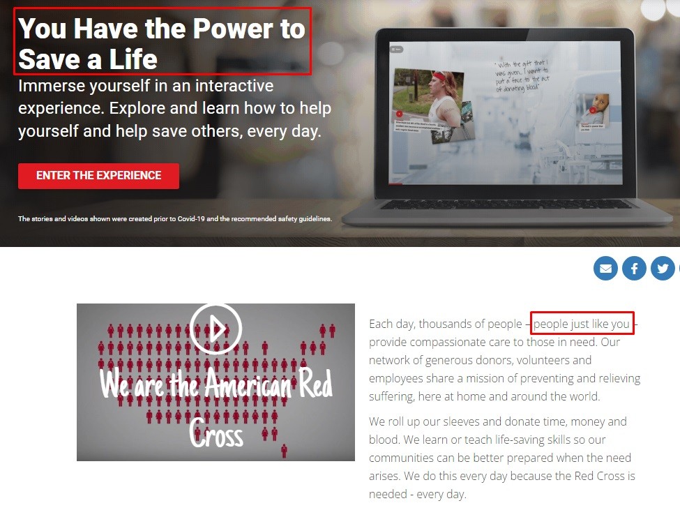 American Red Cross About Us page excerpt