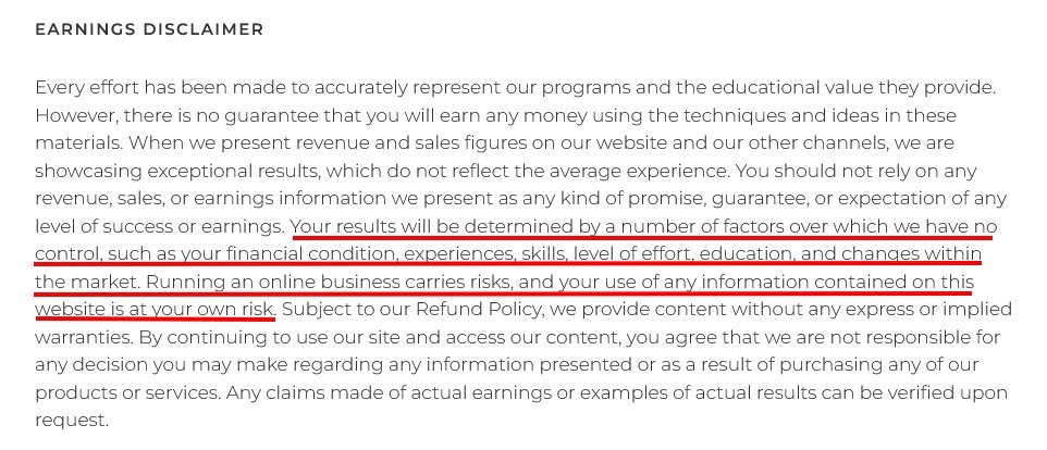 Amy Porterfield Earnings Disclaimer