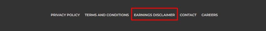 Amy Porterfield website footer with earnings disclaimer link highlighted