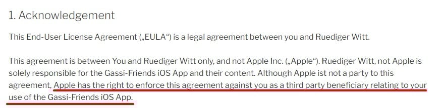 Ruediger Witt EULA: Acknowledgement clause