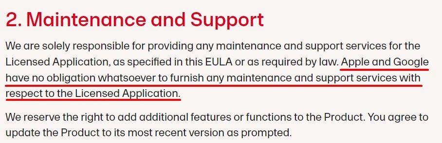 Suji EULA: Maintenance and Support clause