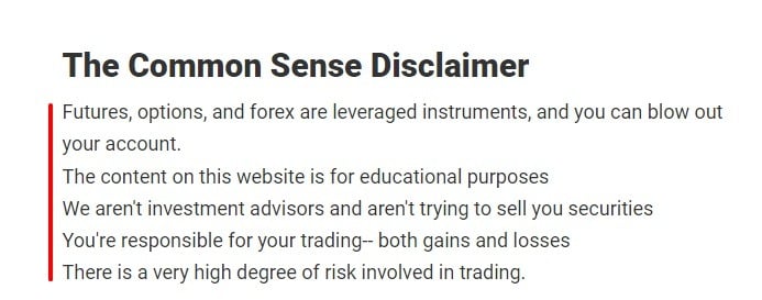 Investing With Options Financial Disclaimer