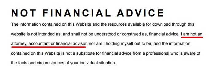 Laura Meihofer Not Financial Advice disclaimer