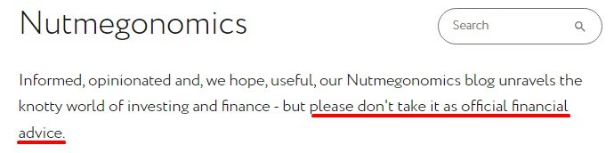 Nutmeg Financial Advice disclaimer