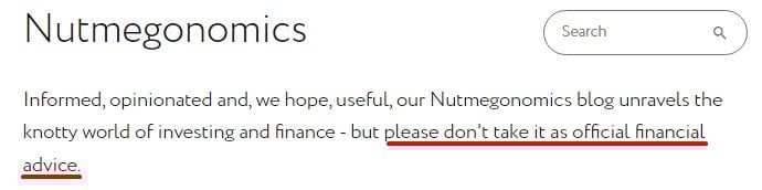 Nutmeg Financial Advice disclaimer