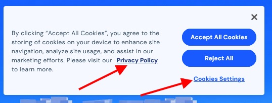 Similarweb cookie consent message