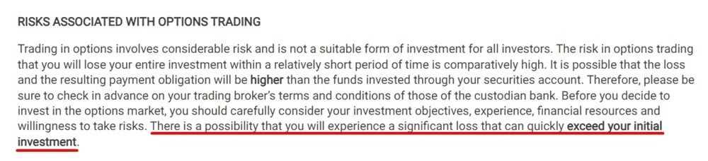 Trade City Financial Risk Disclaimer