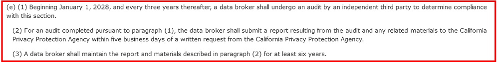 California Delete Act: Audit section