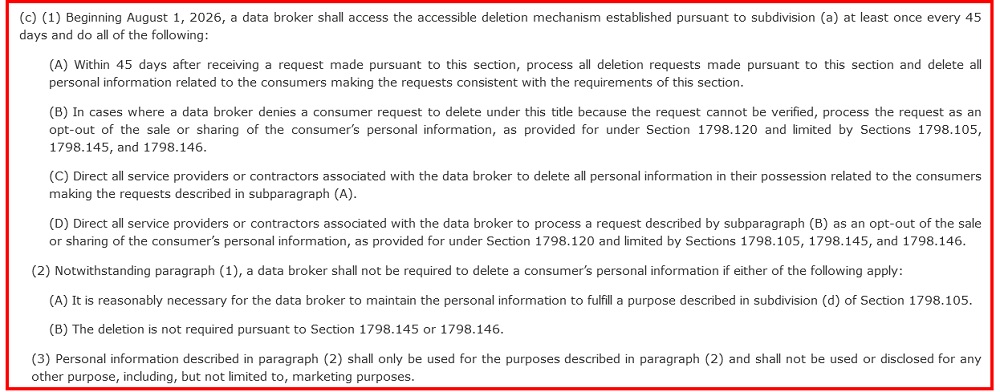 California Delete Act: Deletion Mechanism section